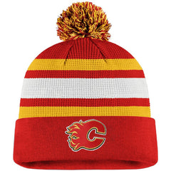 NHL Calgary Flames Fanatics Authentic Pro Cuffed Pom Knit Hat - Red/Yellow