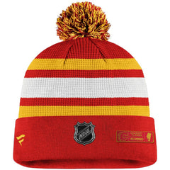 NHL Calgary Flames Fanatics Authentic Pro Cuffed Pom Knit Hat - Red/Yellow