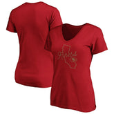 San Francisco 49ers Women's Iconic Script State V-Neck T-Shirt Scarlet