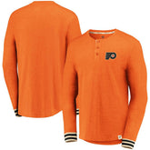 NHL Philadelphia Flyers Fanatics True Classics Henley Long Sleeve T-Shirt - Heathered Orange
