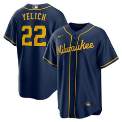 MLB Christian Yelich Milwaukee Brewers Nike Alternate 2 Replica Jersey - Navy