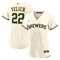 MLB Christian Yelich Milwaukee Brewers Nike Women's Home Replica Player Jersey - Cream