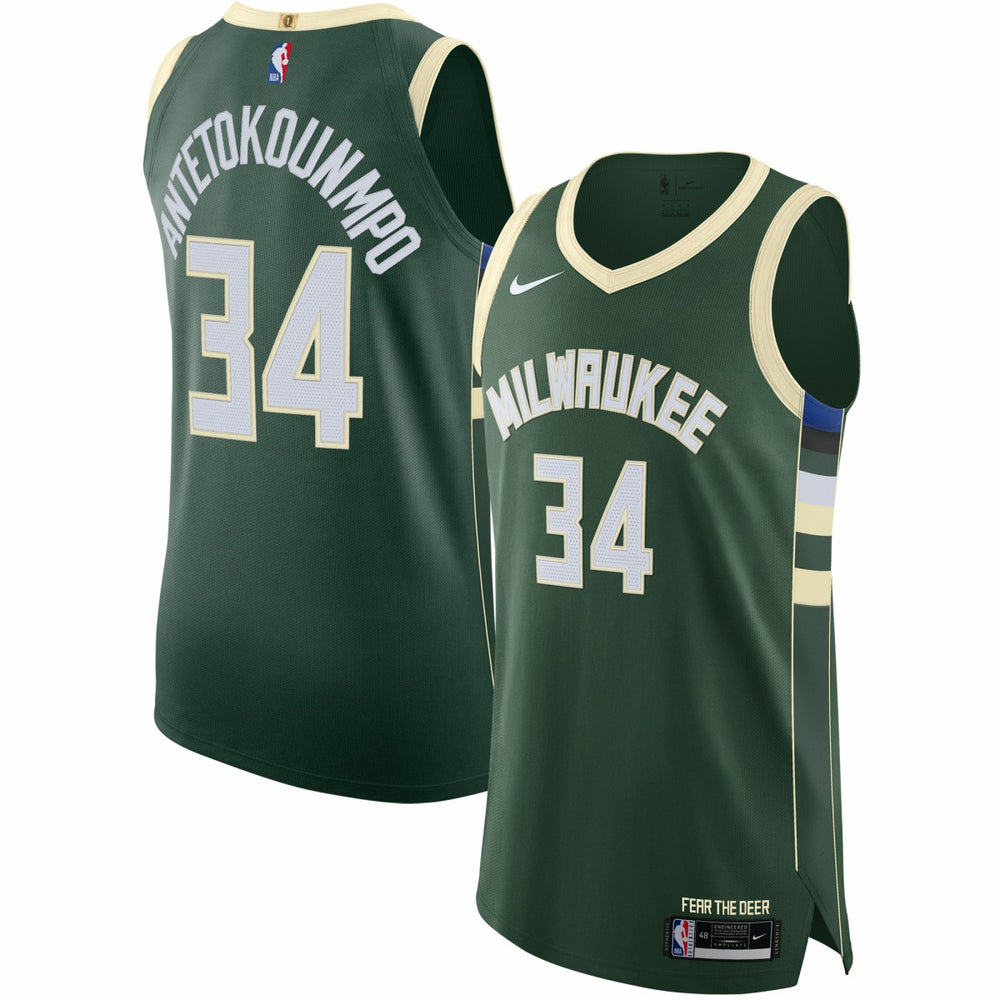 NBA Giannis Antetokounmpo Milwaukee Bucks Authentic Jersey - Icon Edition - Hunter Green
