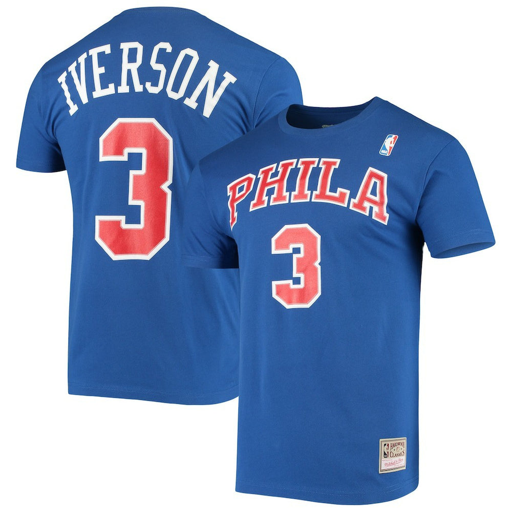 Allen Iverson Philadelphia 76ers Hardwood Classics Name & Number Player T-Shirt Royal