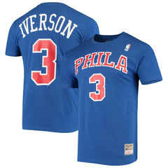 Allen Iverson Philadelphia 76ers Hardwood Classics Name & Number Player T-Shirt Royal