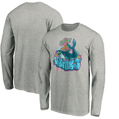 NHL San Jose Sharks Graffiti Shark Long Sleeve T-Shirt - Heather Gray