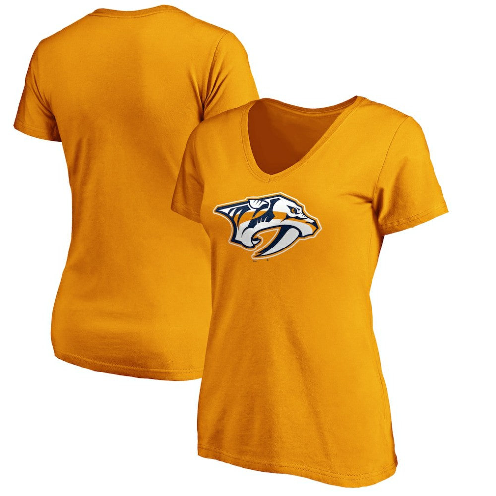 NHL Nashville Predators Fanatics Women's Primary Logo V-Neck T-Shirt - Gold