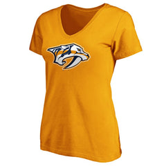 NHL Nashville Predators Fanatics Women's Primary Logo V-Neck T-Shirt - Gold