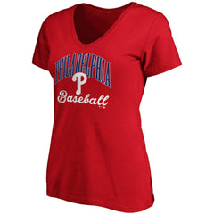 Philadelphia Phillies Fanatics Women's Victory Script V-Neck T-Shirt - Red T-shirts