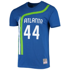 Pete Maravich Atlanta Hawks Hardwood Classics Stitch Name & Number T-Shirt Blue