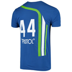 Pete Maravich Atlanta Hawks Hardwood Classics Stitch Name & Number T-Shirt Blue