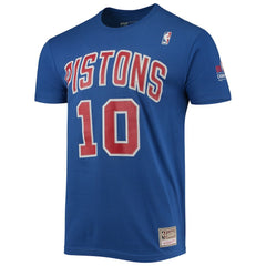 Dennis Rodman Detroit Pistons Hardwood Classics Stitch Name & Number T-Shirt Blue