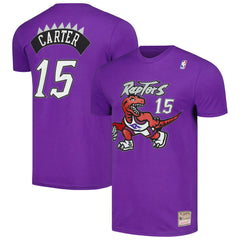 Vince Carter Toronto Raptors Hardwood Classics Stitch Name & Number T-Shirt Purple