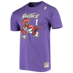 Tracy McGrady Toronto Raptors Hardwood Classics Stitch Name & Number T-Shirt Purple