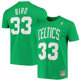 Larry Bird Boston Celtics Hardwood Classics Stitch Name & Number T-Shirt Kelly Green
