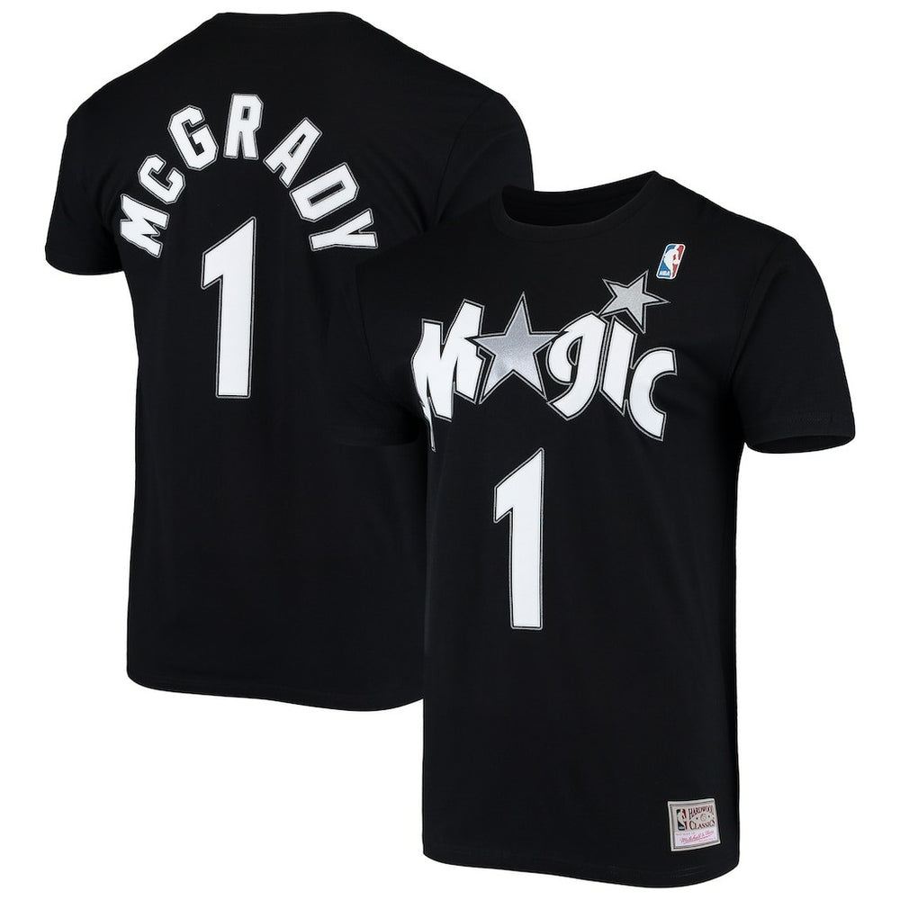 Tracy McGrady Orlando Magic Hardwood Classics Stitch Name & Number T-Shirt Black