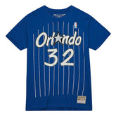 Shaquille O'Neal Orlando Magic Hardwood Classics Stitch Name & Number T-Shirt Blue