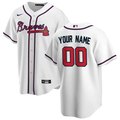 Atlanta Braves Nike Home Replica Custom Jersey - White Jerseys