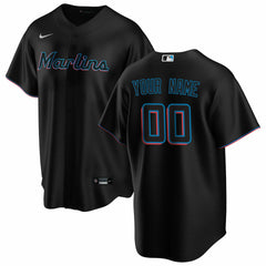 MLB Miami Marlins Nike Alternate Replica Custom Jersey - Black