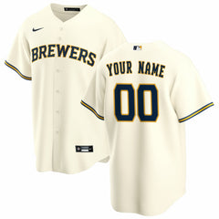 MLB Milwaukee Brewers Nike Home Replica Custom Jersey - Cream