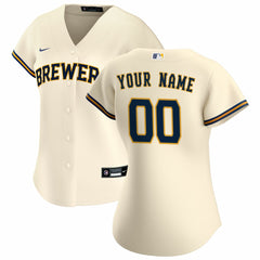 MLB Milwaukee Brewers Nike Women's Home Replica Custom Jersey - Cream