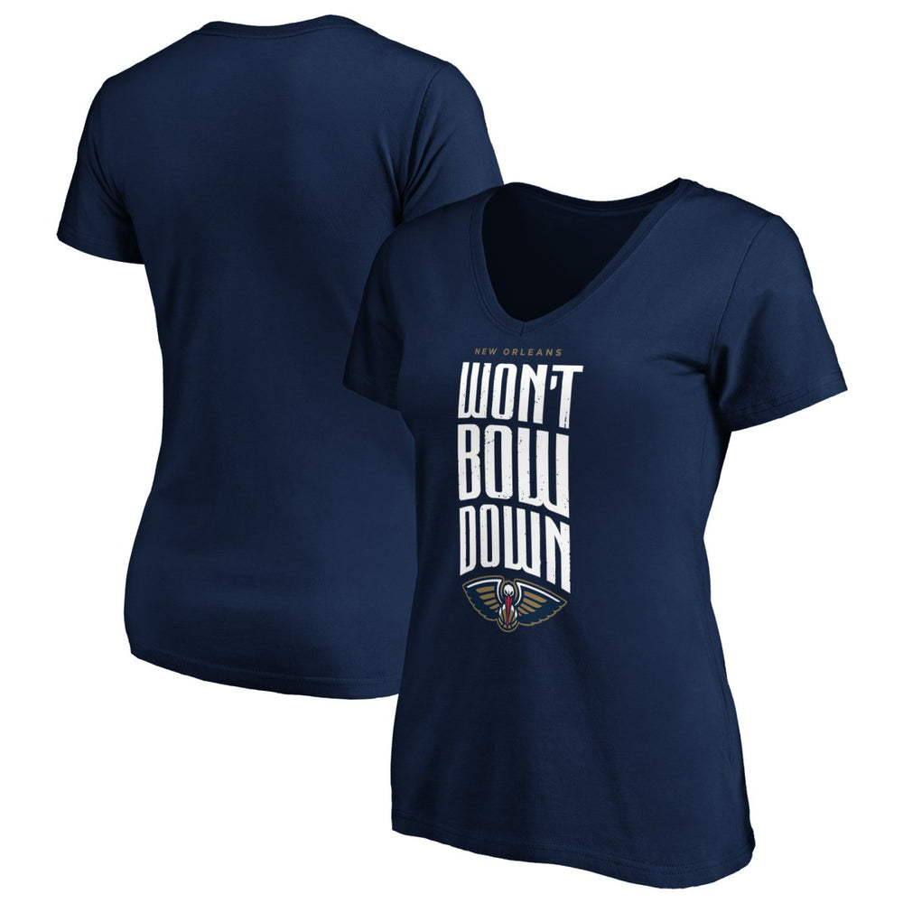 New Orleans Pelicans Women's Won't Bow Down V-Neck T-Shirt Navy