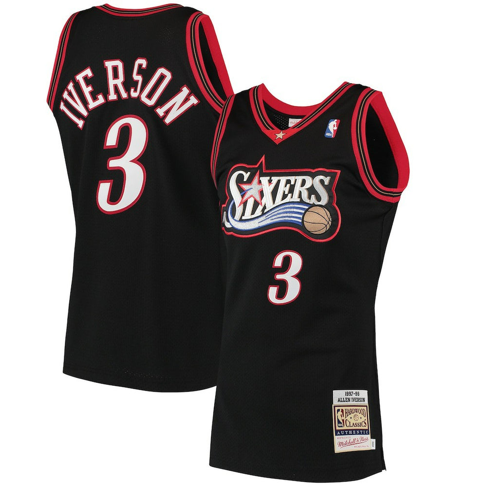 NBA Allen Iverson Philadelphia 76ers 1997/98 Hardwood Classics Authentic Jersey - Black