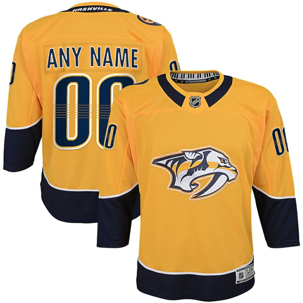 NHL Nashville Predators Youth Home Premier Custom Jersey - Yellow