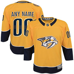 NHL,Custom Nashville Predators Youth Home Premier Custom Jersey - Yellow