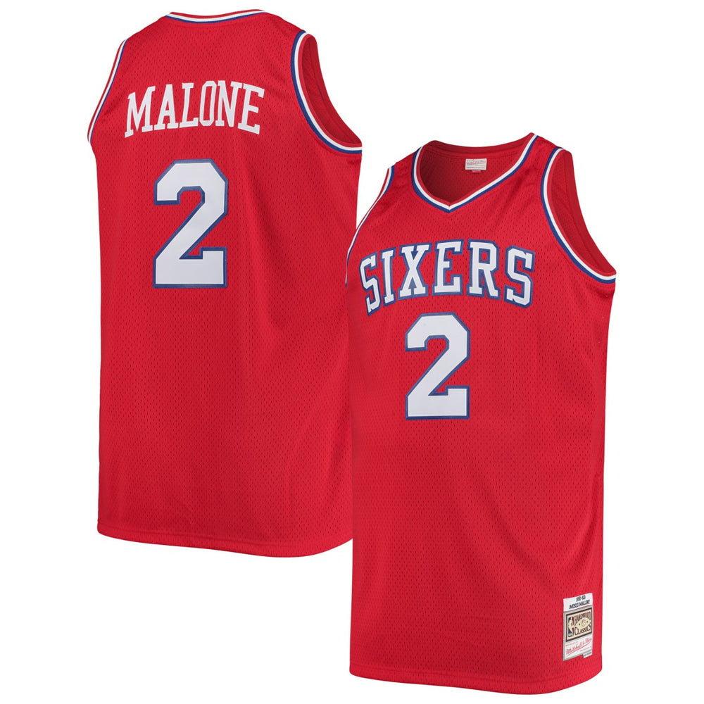 NBA Moses Malone Philadelphia 76ers 1982/83 Big & Tall Hardwood Classics Swingman Jersey - Red