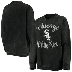Chicago White Sox G-III 4Her by Carl Banks Women's Script Comfy Cord Pullover Sweatshirt - Black Pullover