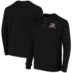 Cincinnati Bengals Dunbrooke Logo Maverick Thermal Henley Long Sleeve T-Shirt Black