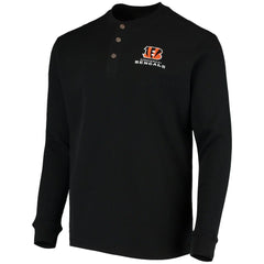 Cincinnati Bengals Dunbrooke Logo Maverick Thermal Henley Long Sleeve T-Shirt Black