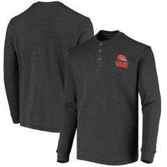 Cleveland Browns Dunbrooke Logo Maverick Thermal Henley Long Sleeve T-Shirt Charcoal