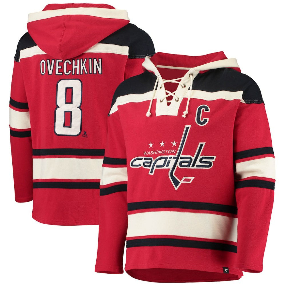 NHL Alexander Ovechkin Washington Capitals '47 Player Name & Number Lacer Pullover Hoodie - Red