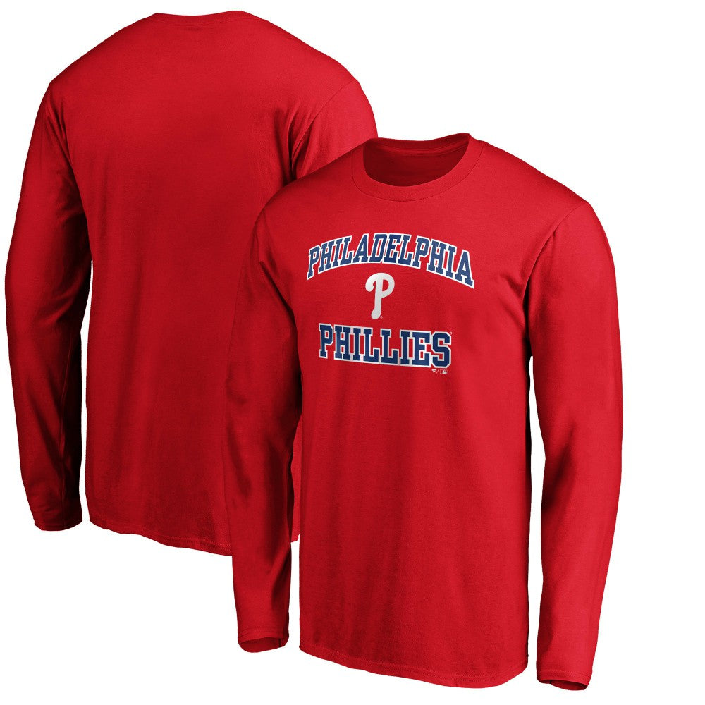 Men's Red Philadelphia Phillies Team Heart & Soul Long Sleeve T-Shirt T-shirts