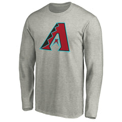 Arizona Diamondbacks Official Team Logo Long Sleeve T-Shirt - Heather Gray T-shirts