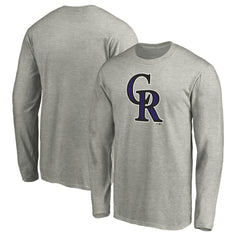 Colorado Rockies Official Team Logo Long Sleeve T-Shirt - Heather Gray T-shirts