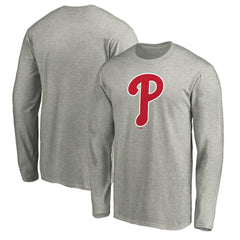 Philadelphia Phillies Official Team Logo Long Sleeve T-Shirt - Heather Gray T-shirts