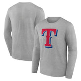 Texas Rangers Official Team Logo Long Sleeve T-Shirt - Heather Gray T-shirts