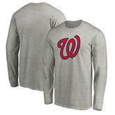 Washington Nationals Official Team Logo Long Sleeve T-Shirt - Heather Gray T-shirts