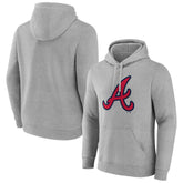Atlanta Braves Official Logo Fitted Pullover Hoodie - Heather Gray Hoodies