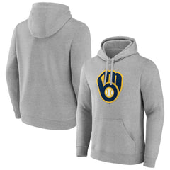 Milwaukee Brewers Official Logo Fitted Pullover Hoodie - Heather Gray Hoodies