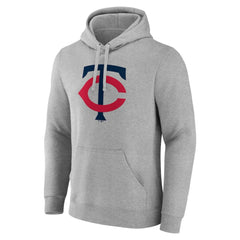 Minnesota Twins Official Logo Fitted Pullover Hoodie - Heather Gray Hoodies