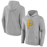 Pittsburgh Pirates Official Logo Fitted Pullover Hoodie - Heather Gray Hoodies