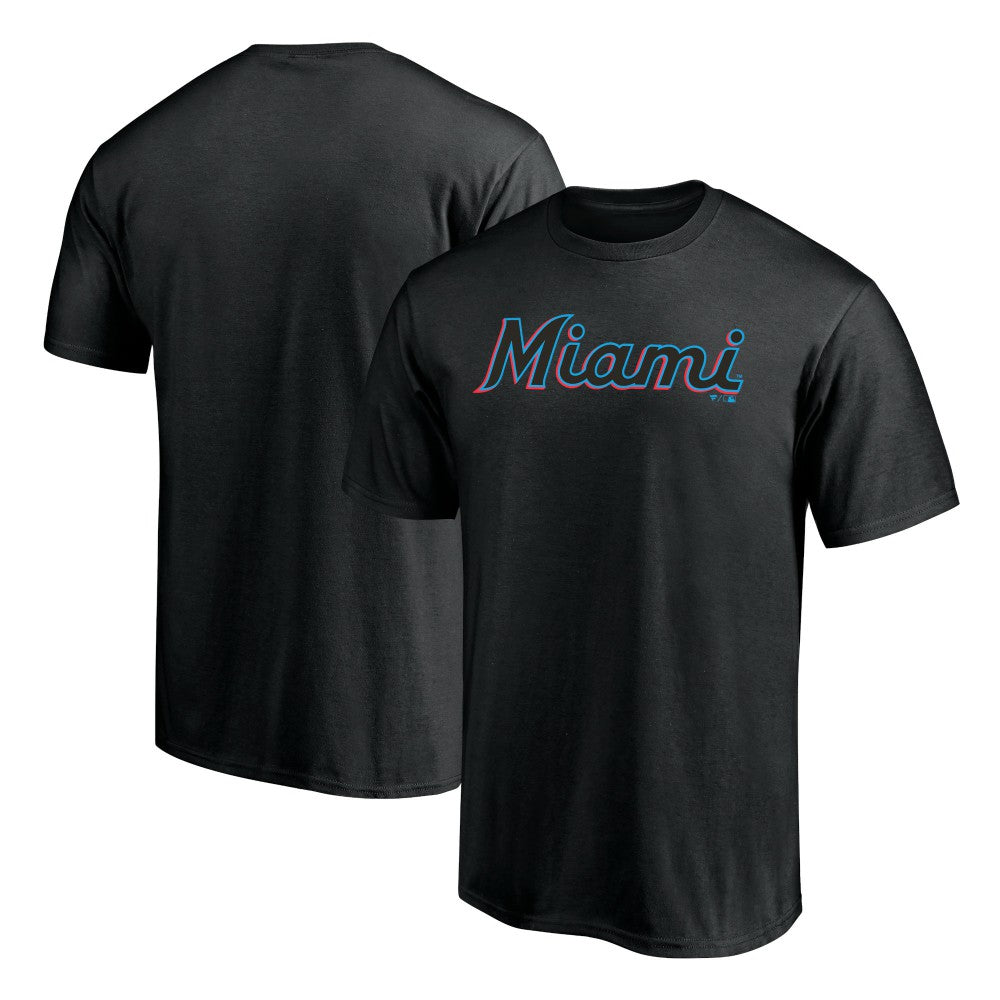 Miami Marlins Official Wordmark T-Shirt - Black T-shirts