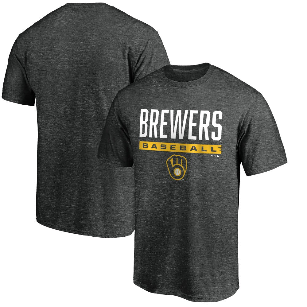 Milwaukee Brewers Win Stripe Logo T-Shirt - Charcoal T-shirts