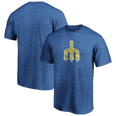 Seattle Mariners Cooperstown Collection True Classics Throwback Logo Tri-Blend T-Shirt - Royal T-shirts