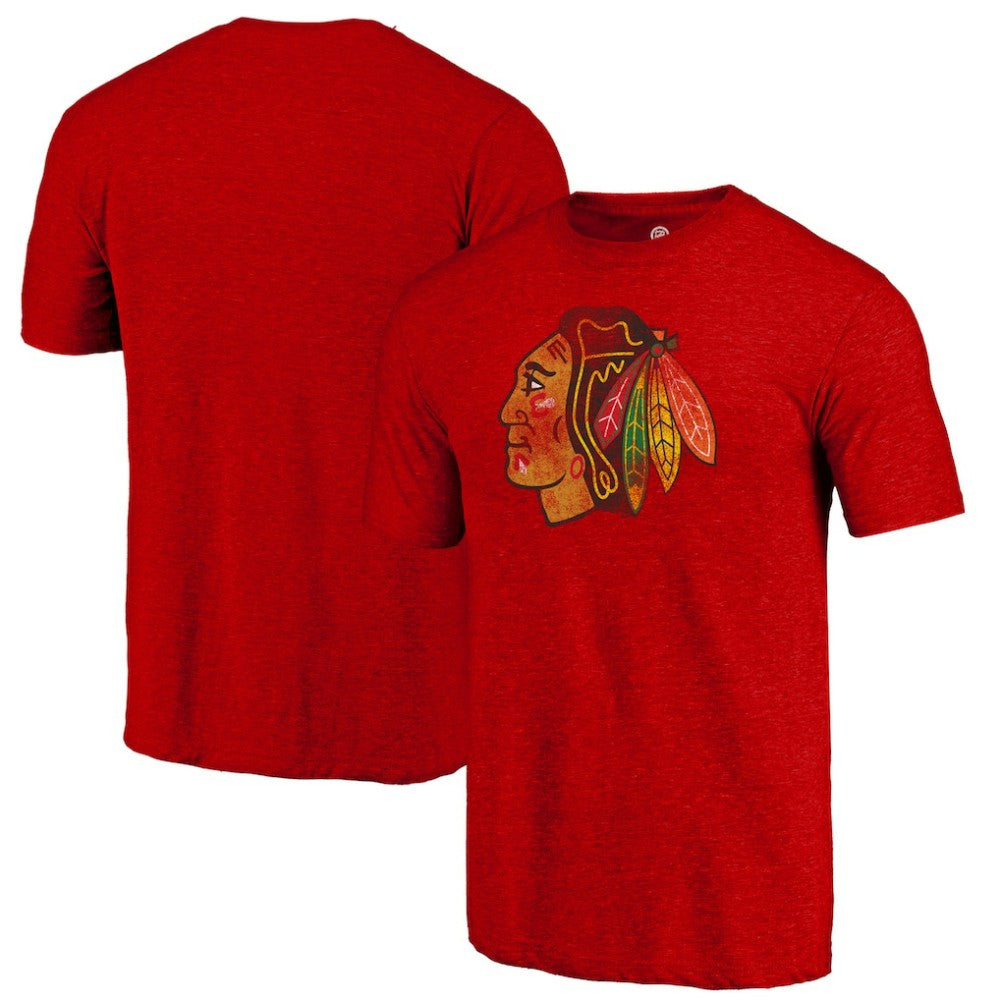 NHL Chicago Blackhawks Distressed Tri-Blend T-Shirt - Red