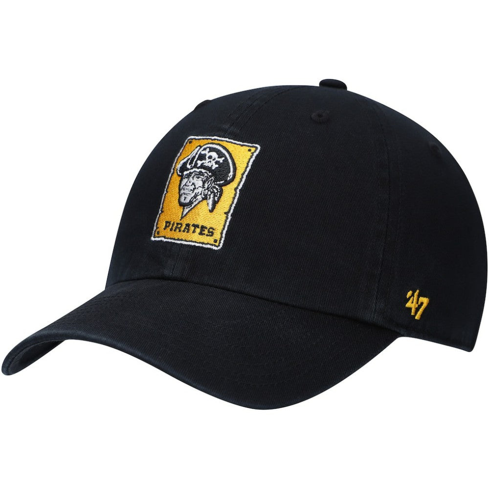 Pittsburgh Pirates '47 Logo Cooperstown Collection Clean Up Adjustable Hat - Black Hats